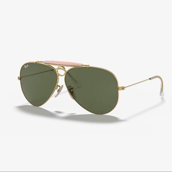Ray-Ban RB3029 Outdoorsman II Sunglasses with Gold Frame Green Lenses - Picture 1 of 5